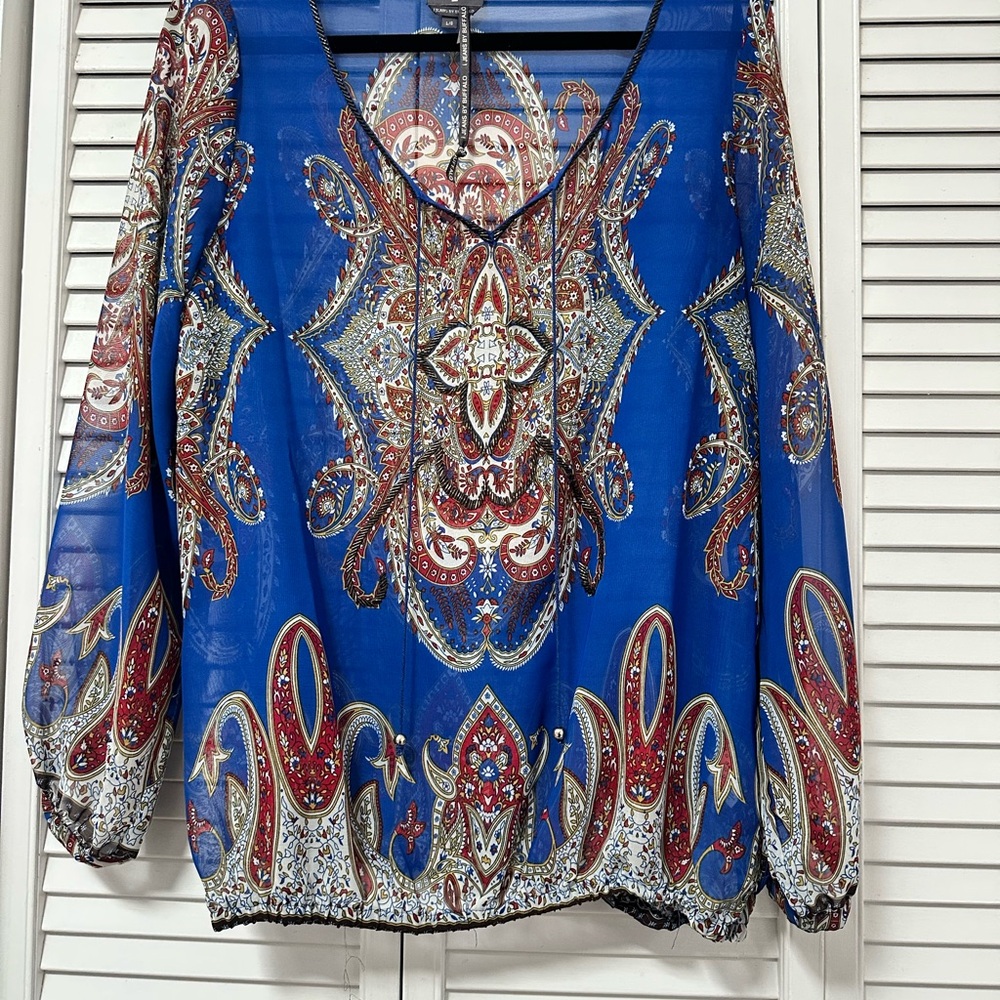 Elegant Blue Paisley Women's Top